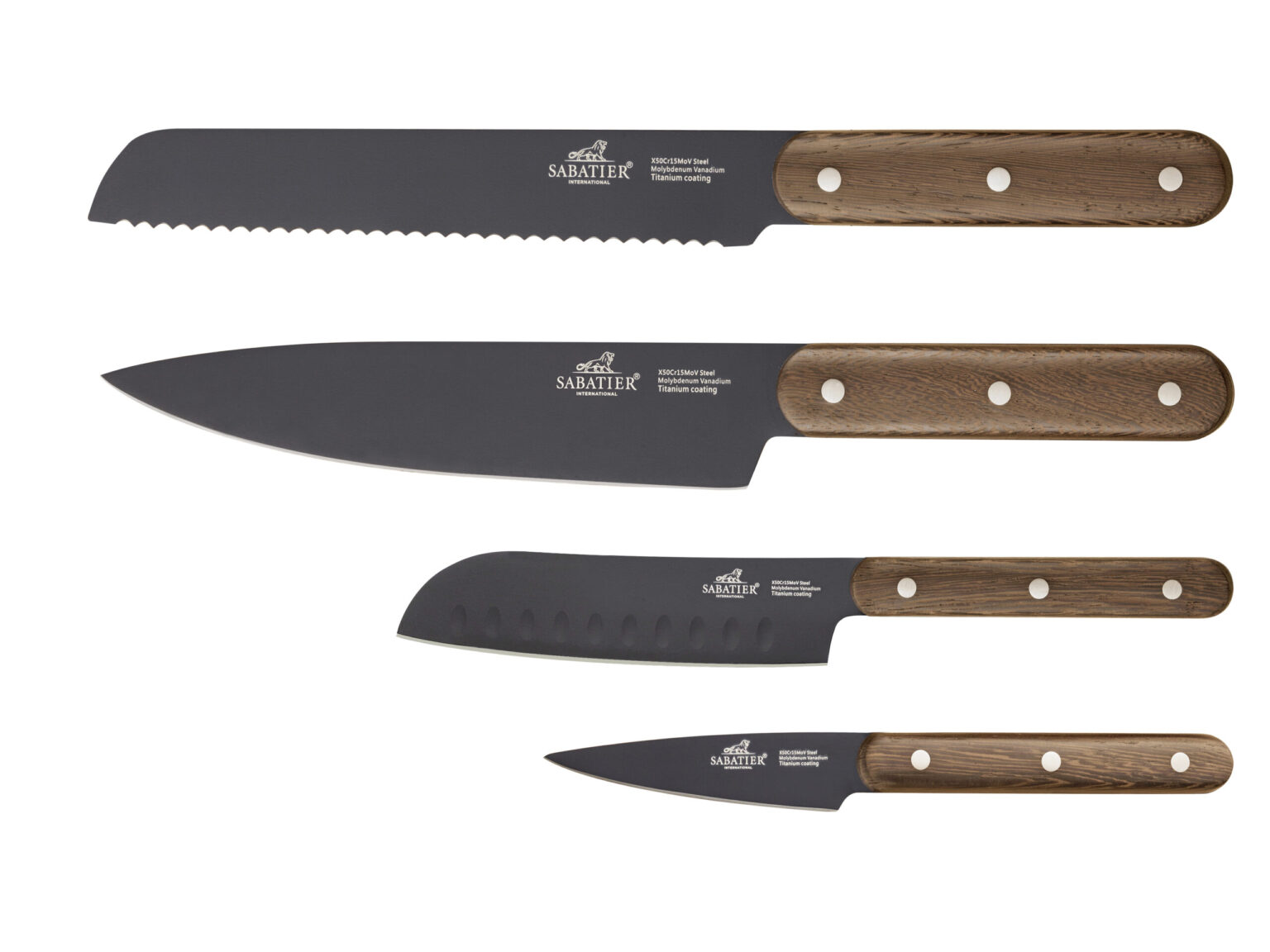 Knivsæt Phenix Walnut 4 dele Sort/valnøddetræ
