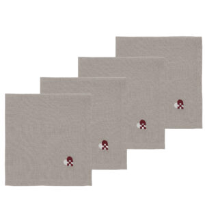 Stofservietter Christmas Hearts Embroidery 4 stk. Dark red
